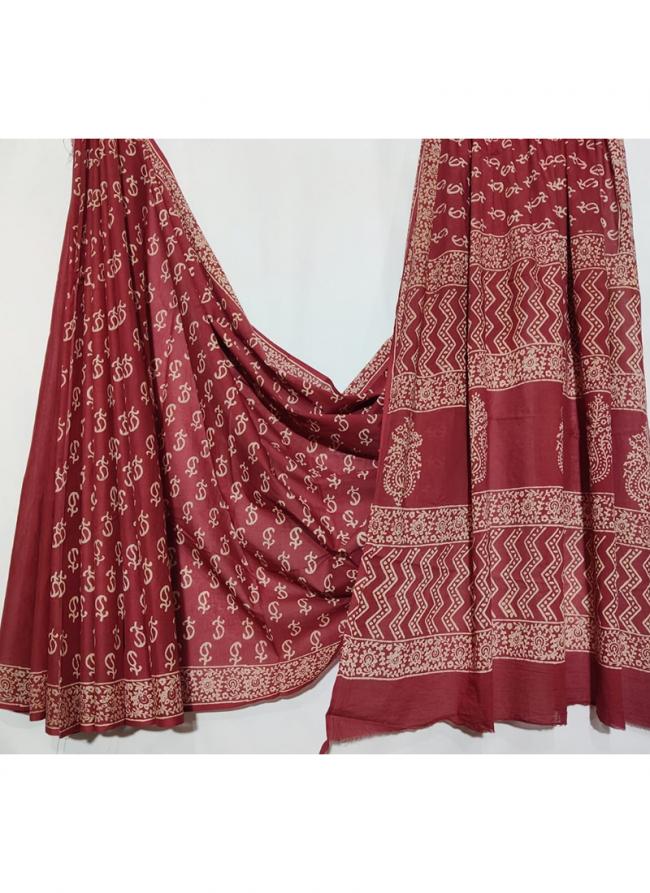 Cotton Mul Mul Pink Casual Wear Printed Saree